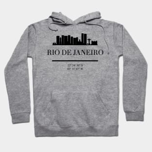 RIO DE JANEIRO BLACK SILHOUETTE SKYLINE ART Hoodie